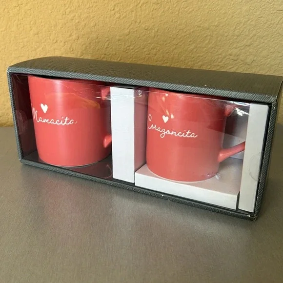 Threshold 2pk Mug Set Mamacita Corazoncita  Mom & Child Ceramic Cup. - Picture 2 of 4